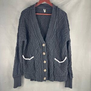 Free People Montana Cable Cardigan Black – Size XS